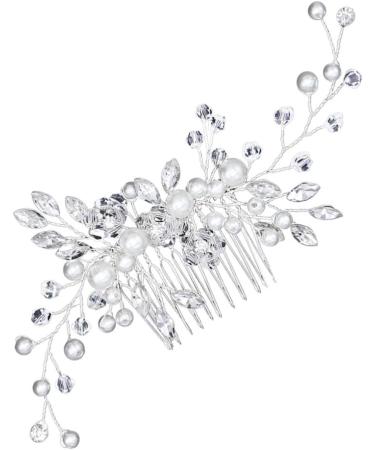 FRCOLOR Wedding Hair Comb Pearl Rhinestone Crystal Bridal Headpiece Hair Clip Barrette Wedding Hair Accessories for Women - Buy Online on GoSupps.com