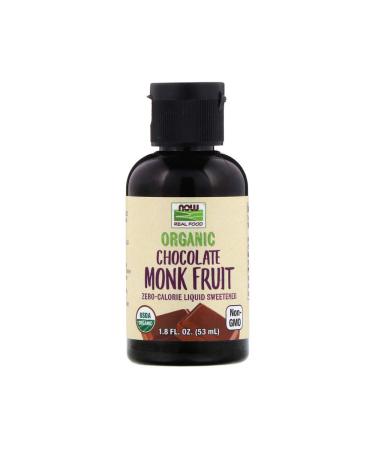 Now Foods Real Food Organic Monk Fruit Zero-Calorie Liquid Sweetener Chocolate 1.8 fl oz (53 ml)