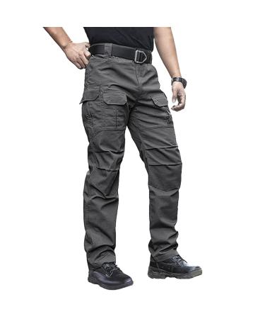 NAVEKULL Men's Outdoor Tactical Pants Rip Stop Lightweight Waterproof Military Combat Cargo Work Hiking Pants Dark Grey 32W x 32L