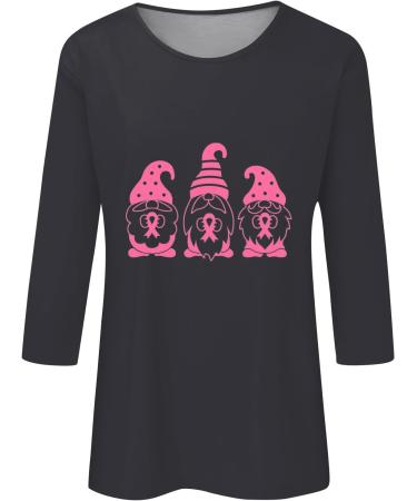 oelaio Breast Cancer Shirts Women Breast Cancer Awareness T-Shirts 3/4 Sleeve T Shirts for Women Loose Fit Pink Ribbon Tops Gray X-Large - Buy Online on GoSupps.com