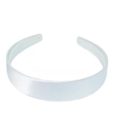 Satin Look Fabric Covered 2.5cm Wide Alice Style Headband (White).