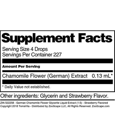 German Chamomile Flower Glycerite Liquid Extract (1:5) - Strawberry Flavored (1 oz ZIN: 522258) - 3 Pack - Buy Online on GoSupps.com