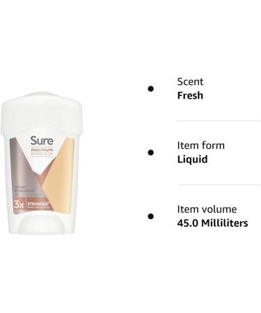 Sure Maximum Protection Sport Strength Anti-perspirant Cream Stick pack of 6 96h protection anti-perspirant deodorant for 3x stronger* sweat protection 45 ml 45 ml (Pack of 6) Sport Strength - Buy Online on GoSupps.com