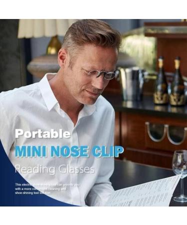 Qieu Portable Mini-Nose Clip Reading Glasses - Anti-Blue Rectangular Design for Men & Women (+2.5) with Case - Ship Internationally - Buy Online on GoSupps.com