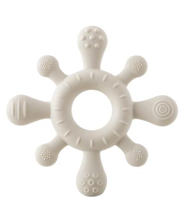 Arudyo Baby Teething Toy Silicone Teether Teething Ring for Babies BPA Free Sensory Teether Toy(White)