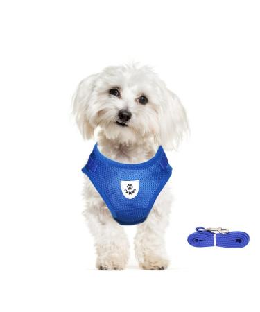 Meioro dog harness with leash reflecting soft padded dogs dishes-active adjustable breast harness for small medium-sized puppy cat-black vest (blue M-breast: 35-40cm) M-breast: 35-40cm blue