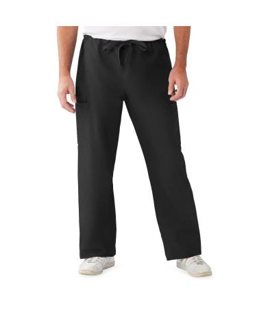 Medline ComfortEase Unisex Non-Reversible Drawstring-Waist Cargo Scrub Pants Black Size Large Regular Inseam Large Black