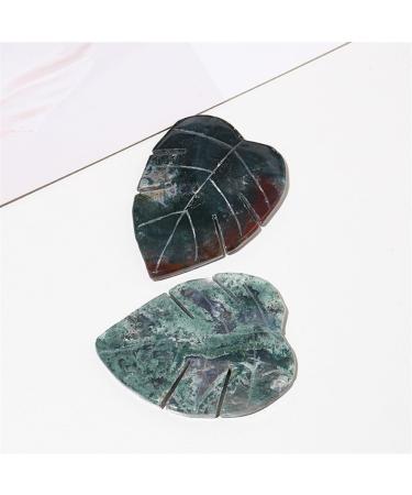Natural Crystal Rough 1PC Natural Crystal Leaves Carving Moss Agate Family Decoration Sculpture Health Green Gem Gift DIY Pendant Gem - Buy Online on GoSupps.com