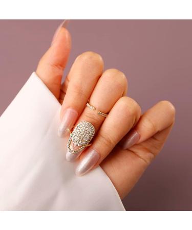 Rumtock Crystal Beads Gold Protective Ring - Boho Nail Cap Jewelry for Women/Girls - Buy Online on GoSupps.com