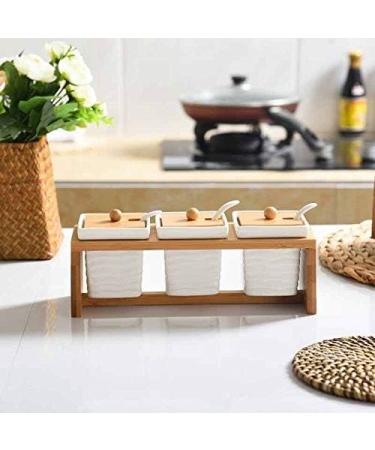 WALFREW Spice Jars Kitchen Supplies Seasoning Jar Simple Three-Piece Kitchen Utensils Ceramic Seasoning Box Seasoning Jar - Buy Online on GoSupps.com