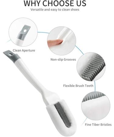 Andiker Professional Long Handle Shoe Brush Cleaner - Hangable Soft Bristle Shoes Cleaning Scrubber (White) - Buy Online on GoSupps.com