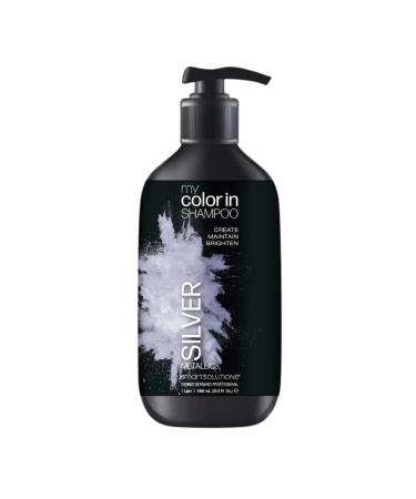 MyColorIn Color Depositing Shampoo (Metallic Silver) - Sulfate & Paraben Free Hair Dye | Made in USA (8 Colors) (32 oz)