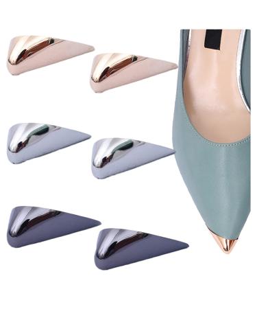 Metal Shoes Pointed Protector Solid Color High Heels Toe Cap Elegant High Heels Tip Cover Durable Shoes Tips Cap for Shoes Protection Repair Decoration 3 Pairs Style 25
