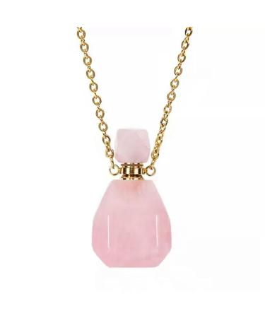 Natural Rose Quartz Perfume Bottles Pendant Crystal Essential Oil Bottle