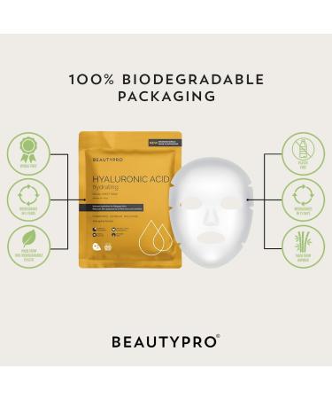 BEAUTYPRO HYALURONIC ACID Hydrating Facial Sheet Mask - 100% Biodegradable | Hydrating Beauty Face Mask | Infused with Hyaluronic Acid | Korean Skin Care | Multi-Award Winnin - Buy Online on GoSupps.com