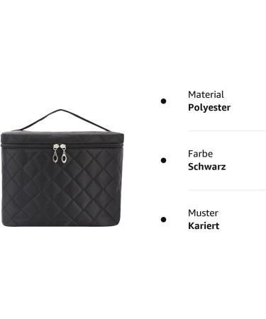 Large Makeup Bag | Portable Waterproof Cosmetic Organizer with Handle | Travel Toiletry Bag for Women & Girls - Black - Buy Online on GoSupps.com