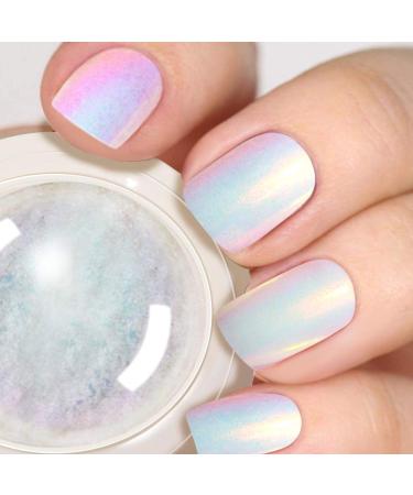 PrettyDiva Mermaid Chrome Nail Powder - White Pearl Chrome Nails Powder Aurora Iridescent Powder Pigment for Nails, Opal Pearl Mica Powders Sunset Chameleon Chrome Nail Powder Manicure Pigment