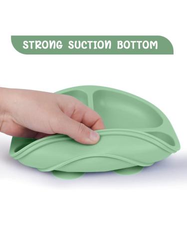 Vicloon Baby Suction Plate Set | Non-Slip Silicone Weaning Plates for Toddlers | Divided Dishes for Self-Feeding | Fits Most Highchairs Trays | 3Pcs (Green/Pink/Blue) - Buy Online on GoSupps.com