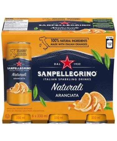 San Pellegrino - Orange flavored soft drink - 100% natural ingredients - Italian product - 6 cans of 330 ml - Buy Online on GoSupps.com