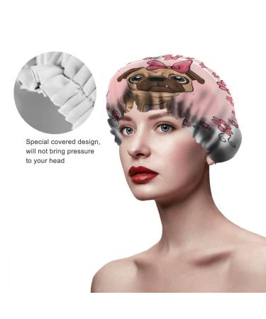 Puppy Girl Bath Hair Cap | Cute Pug Dog Shower Cap | Reusable Pink Shower Cap for Women & Girls | Travel Essentials for Hair Care - Buy Online on GoSupps.com