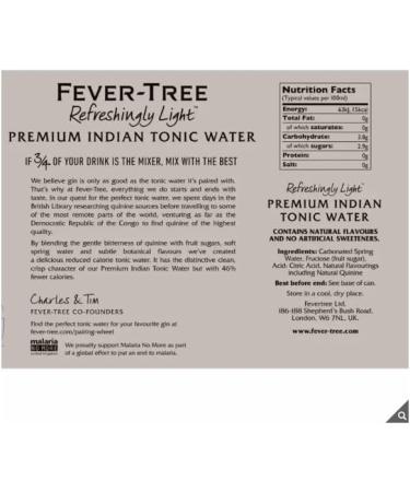 Fever-Tree Refreshingly Light Premium Indian Tonic Water 30 x 150ml - Buy Online on GoSupps.com
