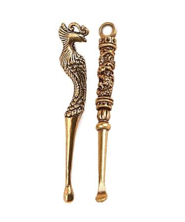 Ear Spoons Retro Brass Phoenix Portable Ear Cleaning Tool Ear Pick Ear Wax Remover Curette Cleaner Keychain Pendants