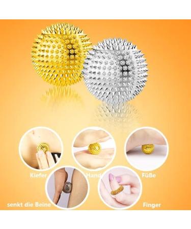 4 Skills Igelball Massage & 10 Acupressure Rings Set for Stress Relief - Metal Hedgehog Balls & Finger Rings - Gold Acupressure Solutions - Buy Online on GoSupps.com
