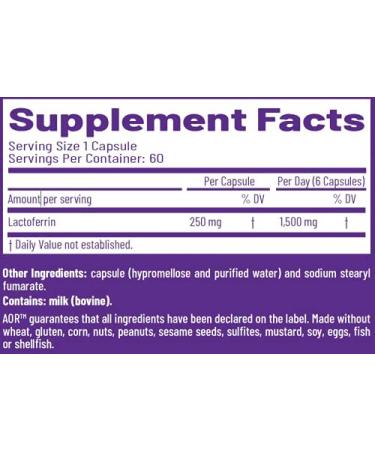 Buy AOR Lactoferrin-250 - 60 Veg Capsules | Advanced Orthomolecular Research - Buy Online on GoSupps.com