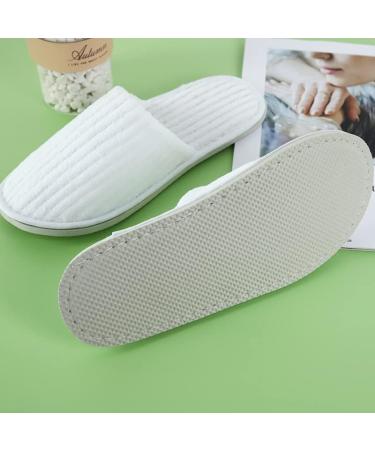 6 Pairs Disposable White Closed Toe Slippers - Fluffy Coral Fleece Spa & Hotel Guest Slippers for Home Travel - Buy Online on GoSupps.com