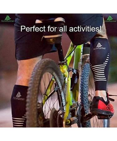 ActivRunner Calf Compression Sleeves. 2 Pairs Per Pack. Performance Compression Support for Improved Circulation Shin Splints Calf Muscle Cramps Injury Prevention Exercise Recovery Small (26cm-31cm) Black/White - Buy Online on GoSupps.com