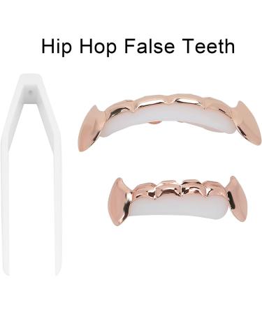 Hip Hop Teeth Reusable Copper Hip Hop False Teeth Set for Halloween Festival Teeth Decoration Brace with Easy Wearing and Remove (Rose Gold) - Buy Online on GoSupps.com