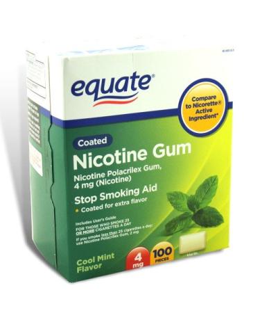 Equate - Nicotine Gum 4 mg Coated Cool Mint Flavor 100 Pieces