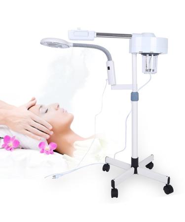 2 en 1 vaporisateur facial 5X grossissant la lumi re LED multifonctionnel pulv risation chaude humidificateur l' loupe lampadaire pour Beauty Spa visage propre peau soins
