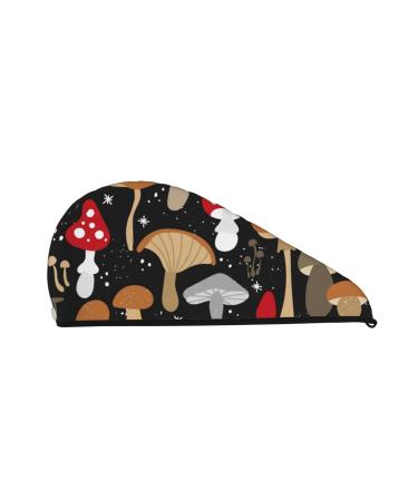 Various Mushrooms Microfiber Hair Towel Soft Super Absorbent Hair Towel Wrap for Women Coral Velvet Quick Dry Hair Cap for Long Curly and Thick Hair