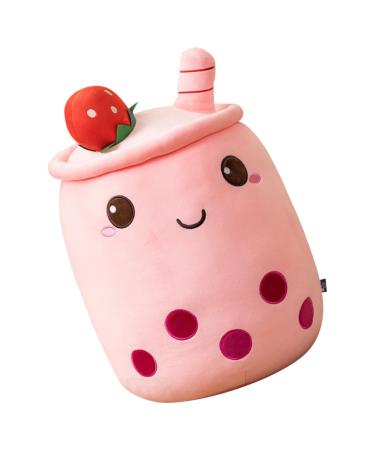 FONDOTIN Pearl Milk Tea Pillow Bubble Tea Pillow Milk Tea Throw Pillow Milk Tea Stuffed Toy Bubble Tea Stuffed Toy Short Plush Doll The Bubble Pink 23X12X12CM