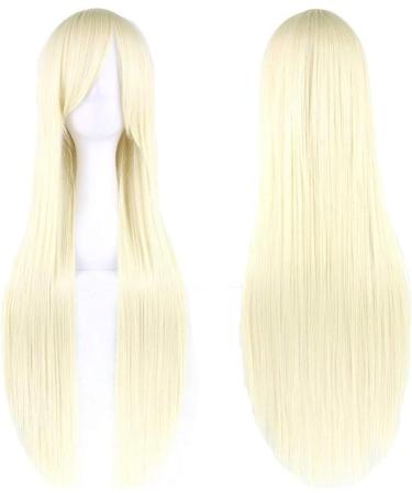 Skyllc 80cm Light Golden Straight Wig - Anime Cosplay Costume Wig for Ladies - Buy Online on GoSupps.com