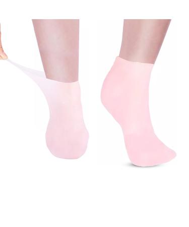 Silicone Moisturizing Socks for Women Foot Mask Peel Socks for Dry Cracked Feet and Hard Skin Removal Gel Socks for SPA Beach Gift (Pink)