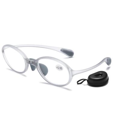 Lanomi round retro reading glasses small blue light filter reading aid flexible visual aid women men uv400 protection glasses 1.0 to 3.5 gray 3.0 x