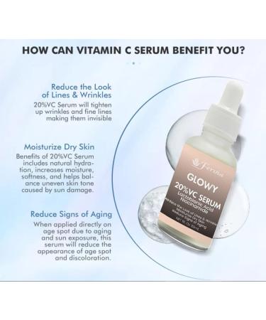Glowy 20% Vitamin C Serum with Niacinamide & Hyaluronic Acid | Brighten & Hydrate Skin - International Shipping - Buy Online on GoSupps.com