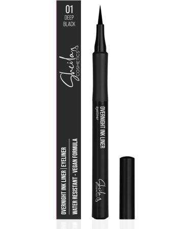 Sheila Cosmetics Overnight Ink Liner Long-lasting Waterproof Eyeliner Pen with Felt Tip Deep Black