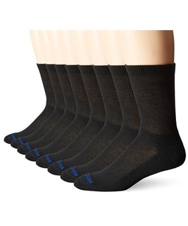MediPEDS 8 Pair Diabetic Crew Socks with Non-Binding Top Shoe Size: Men Men 7-12 / Women 10-13 (8 pairs) Black