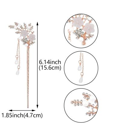 Vintage Rhinestone Pearl Flower Hair Chopsticks - 2 Pcs Chinese Hairpins for Stylish Updos & Hair Accessories - Buy Online on GoSupps.com