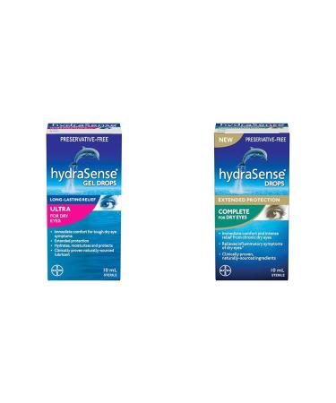 hydraSense Ultra Eye Drops For Dry Eyes - Preservative Free Eye Drops & Complete Eye Drops For Dry Eyes Eye Gel Drops + Eye Drops