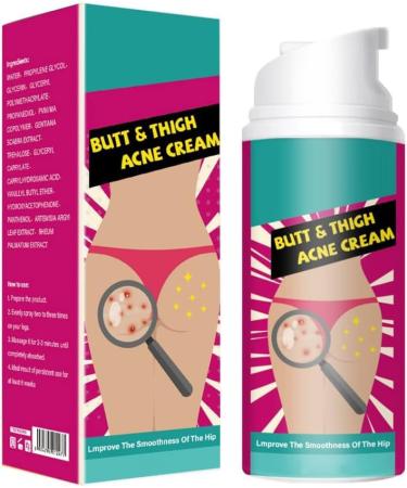 Butt Acne Cream Moisturizing Brightening Smoothing Treatment Clearing Spot Reduce Acne and Pimples Keep Buttocks Skin Delicate and Smooth (50ML)