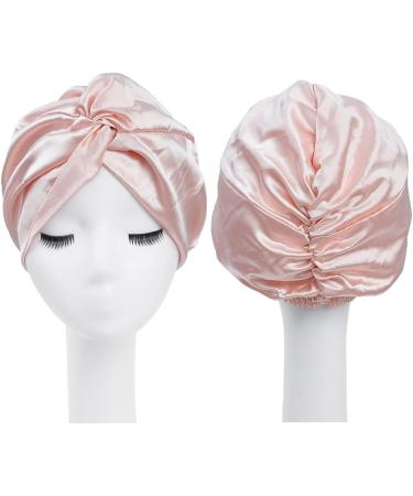 Lenaqueen 100% Silk Night Cap for Women - Pink Silk Sleep Bonnet with Elastic Band - Buy Online on GoSupps.com