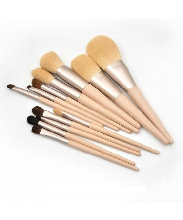12-Piece Wooden Handle Makeup Brush Set - Premium Powder Shadow & Eyebrow Tools for Flawless Beauty - Buy Online on GoSupps.com