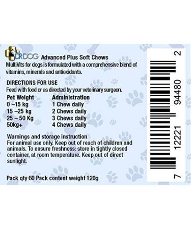 DR DOG Multivitamin for Dogs 60 Soft Chews - Essential Vitamins, Minerals & Antioxidants - Fussy Friendly & Tasty Treats - Made in UK - Buy Online on GoSupps.com
