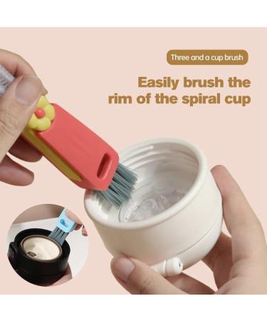 Firstrays 3 in 1 Cup Multi-Functional Cup Mouth Scrubber Rotatable Kitchen Cleaning Brush Gadgets Cup Lid Cleaner Easy Install Red - Buy Online on GoSupps.com