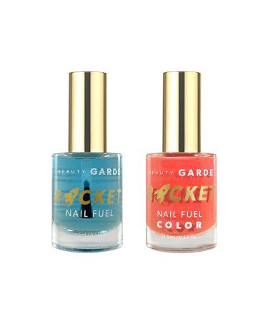 BeautyGARDE Rocket Nail Fuel & Polish Nail Care 2 Pack 1 Rocket Nail Fuel & 1 Nail Polish Color Coralicious Nail Strengthener & Growth Treatment Nail Polish 7-Free Nail Care Nonie Cr me 1 Oz