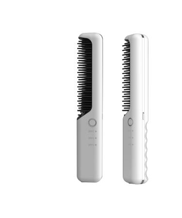 2 in 1 Rechargeable Cordless Hair Straightener Iron and Curling Iron. Heat Brush Straightener and Flat Iron Comb for Curly Hair. Automatic Constant Temperature Technology with Third Gear.